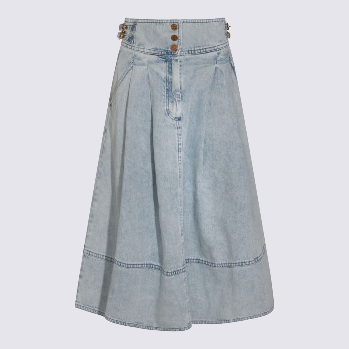 Zimmermann Light Blue Cotton Skirt In Multi