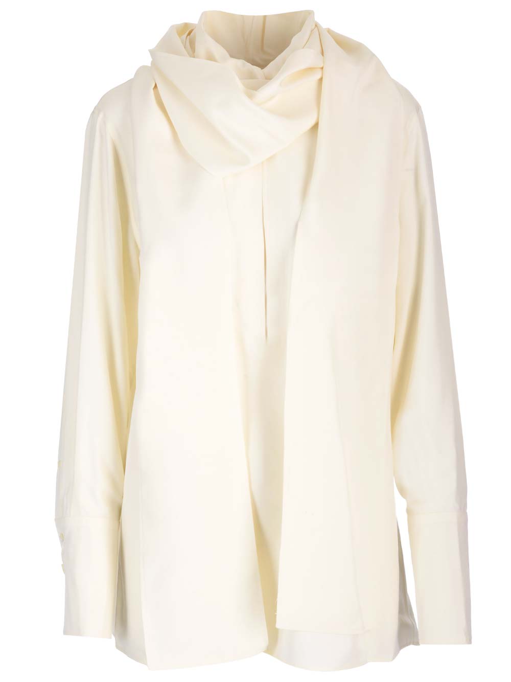 Shop Givenchy Scarf Collar Shirt In Beige
