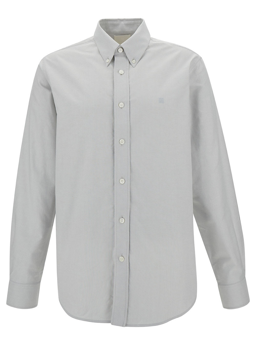 Givenchy Grey Button-down Shirt With 4g Embroidery In Cotton Man
