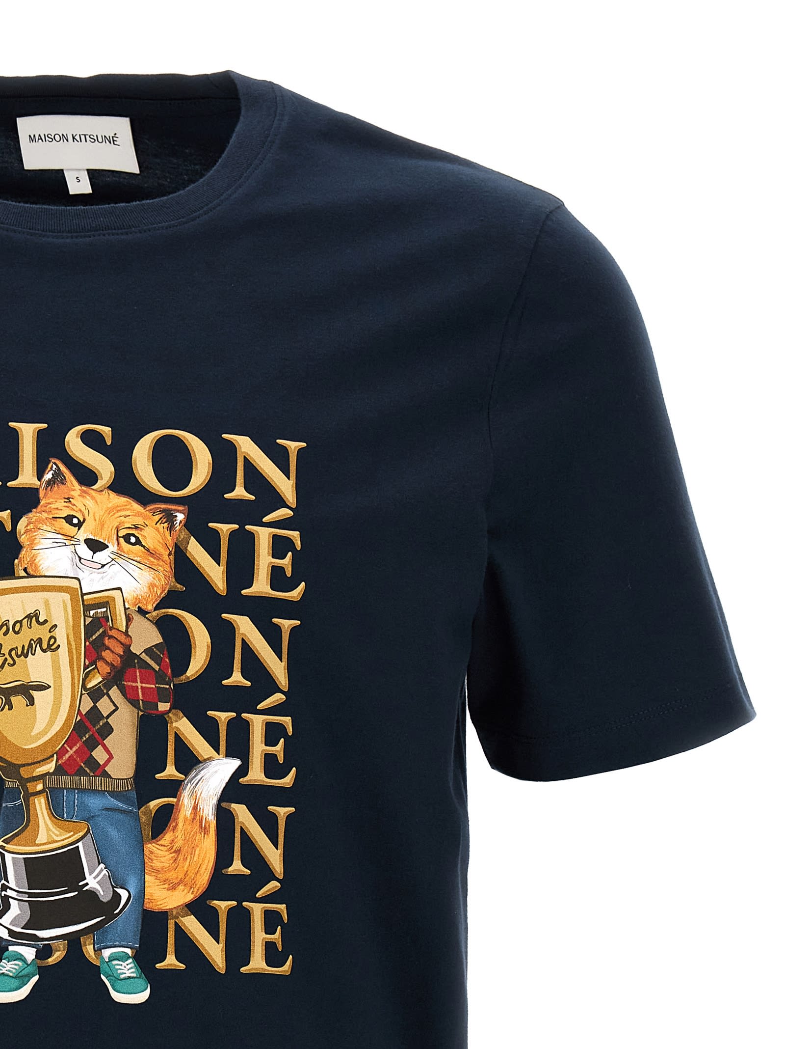 Shop Maison Kitsuné Fox Champion T-shirt In Blue