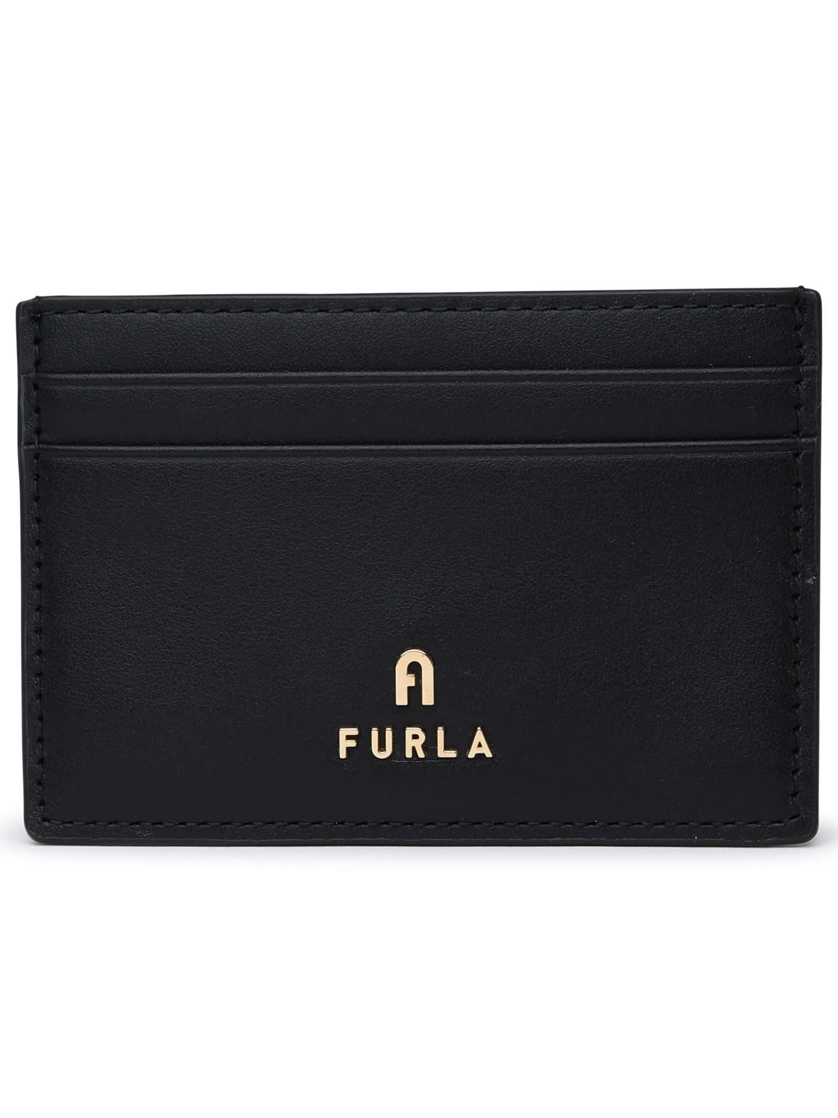 Shop Furla Black Leather Camelia Card Holder