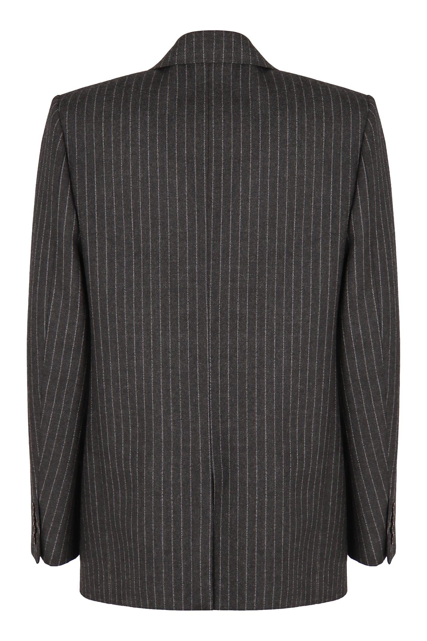 Saint Laurent Double-breasted Wool Jacket In Gray