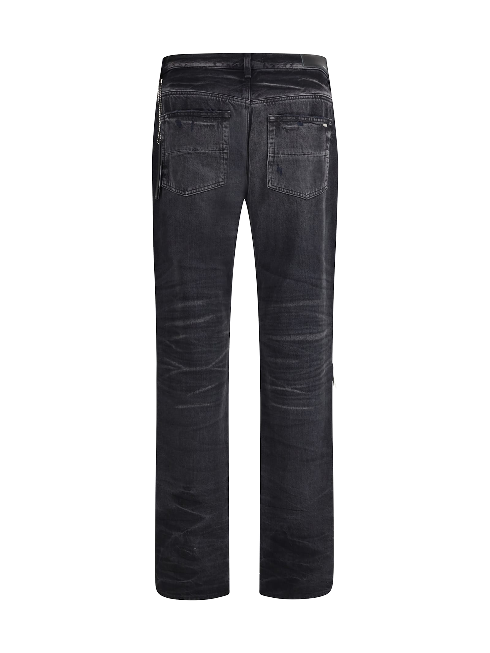 Amiri Distressed Denim Trousers With Faded Detailing In Black