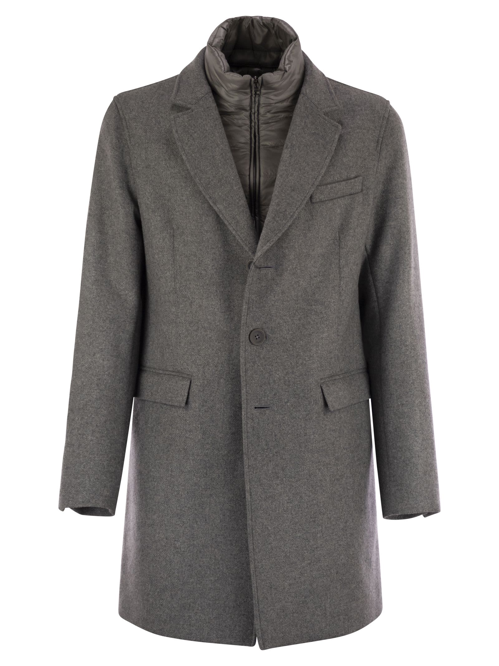 Herno Coat With Detachable Collar In Gray