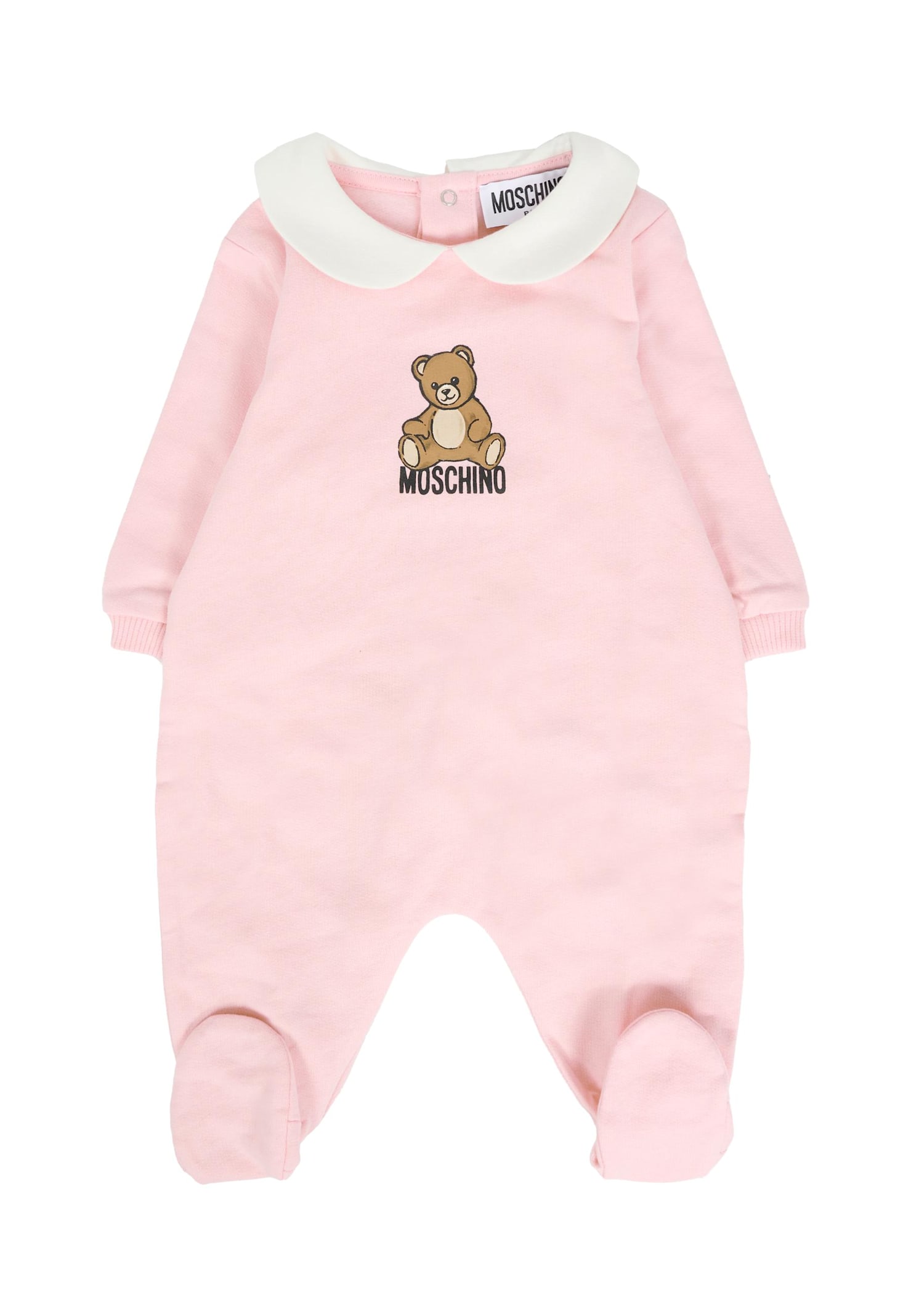 Moschino Pink Babygrow For Baby Girl With Teddy Bear In Pink