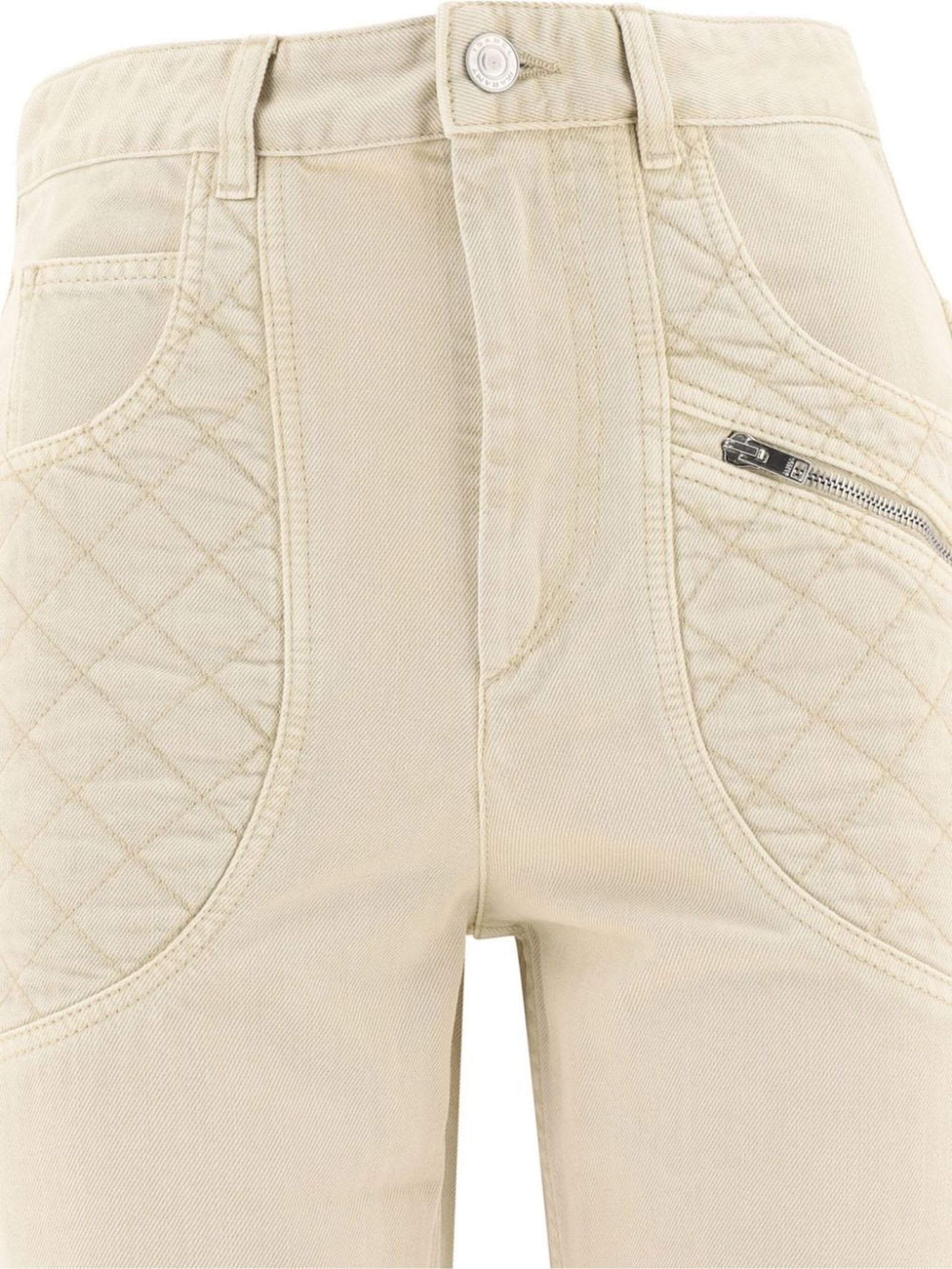 Shop Isabel Marant Beige Cotton Cassandre Jeans