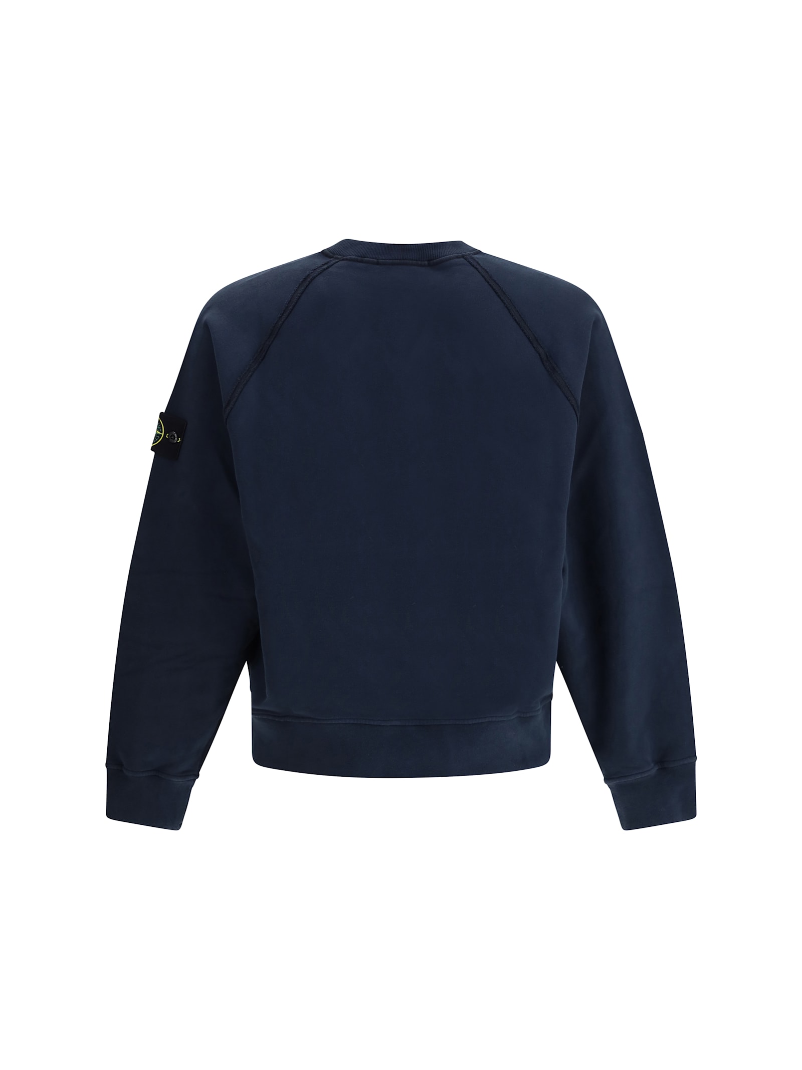 Stone Island Crew Neck Sweatshirt In Organic Brushed Cotton In Blue
