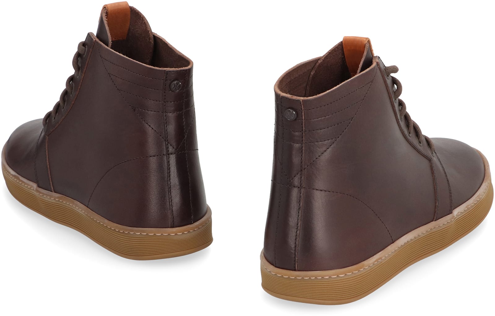 Shop Volta Leather High-top Sneakers In Brown