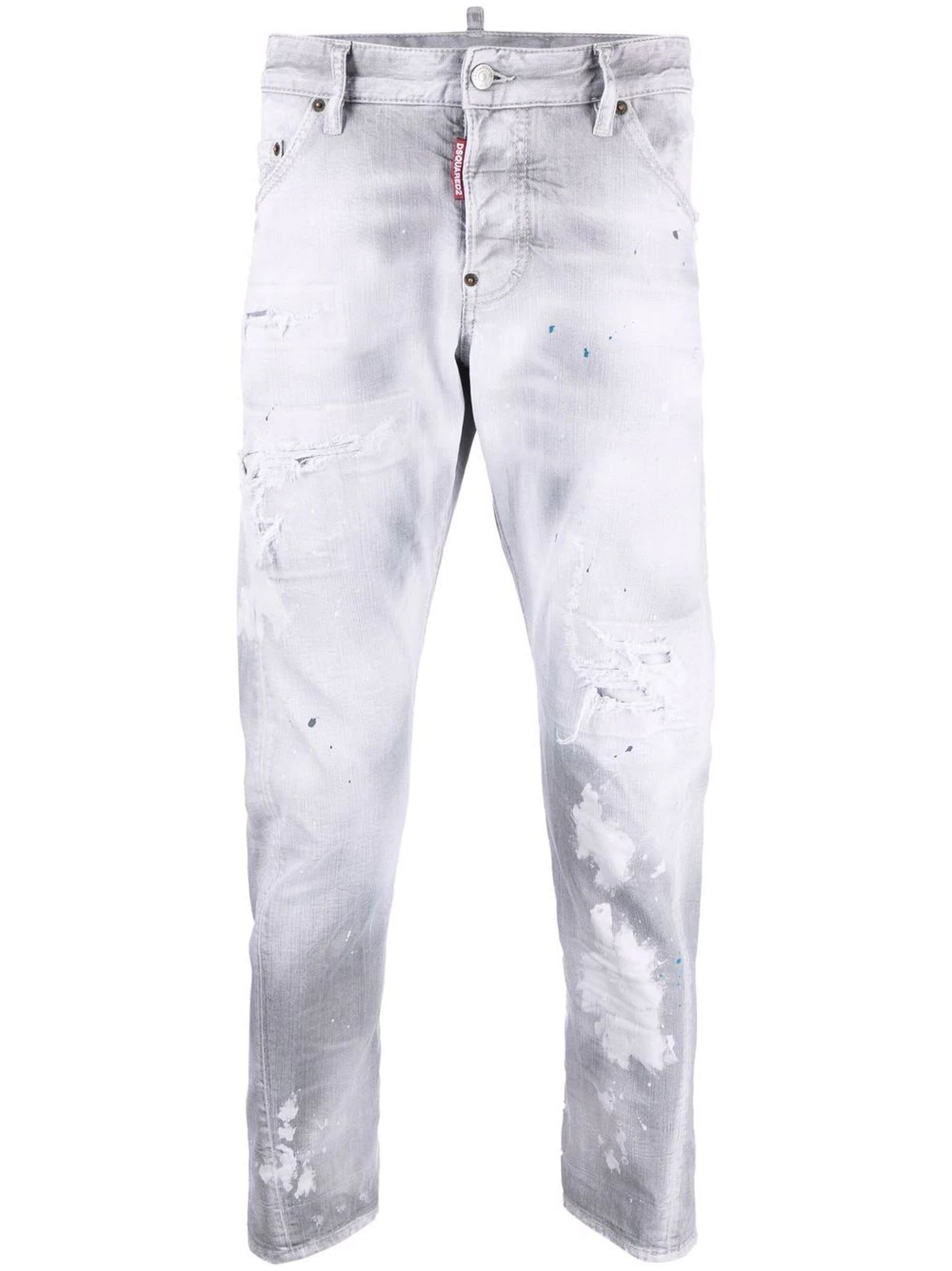 Dsquared2 Grey Cotton-blend Denim Jeans