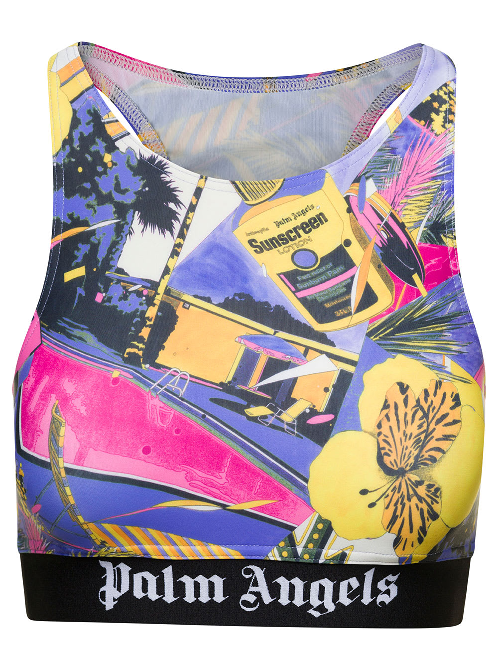 Palm Angels Multicolor Sports Bra With All-over Graphic Print And Elastic  Band In Stretch Fabric Woman
