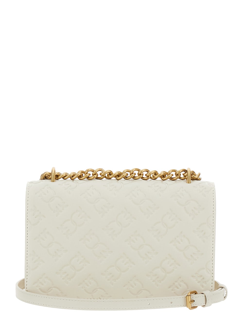 Shop Pinko Love One White Mini Crossbody Bag With Logo On The Bukle In Leather Woman