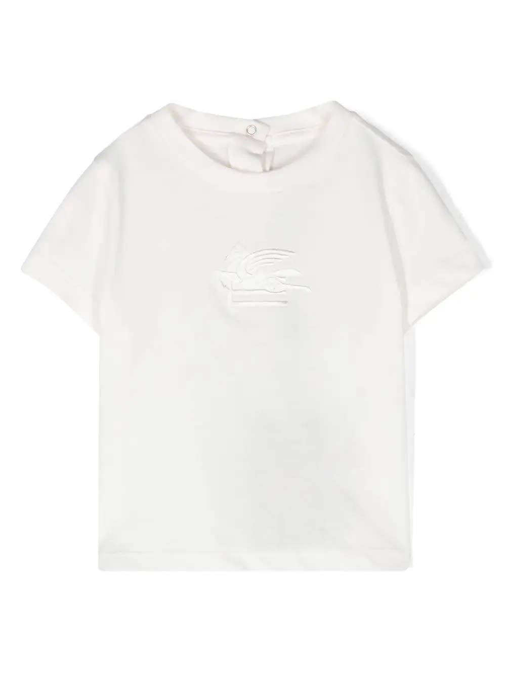 Etro Babies' White T-shirt With Pegasus Motif In Tone