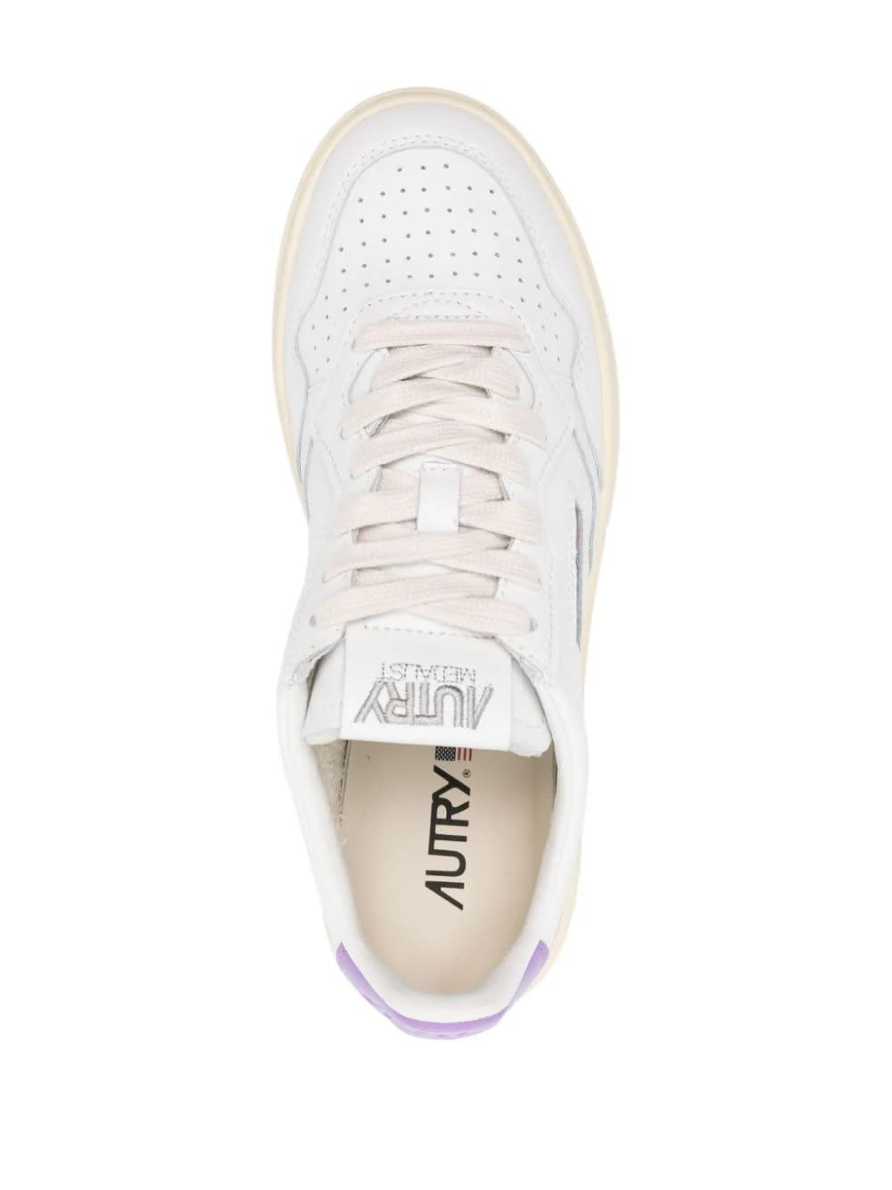 Shop Autry Medalist Low Sneakers In White And Lilac Leather