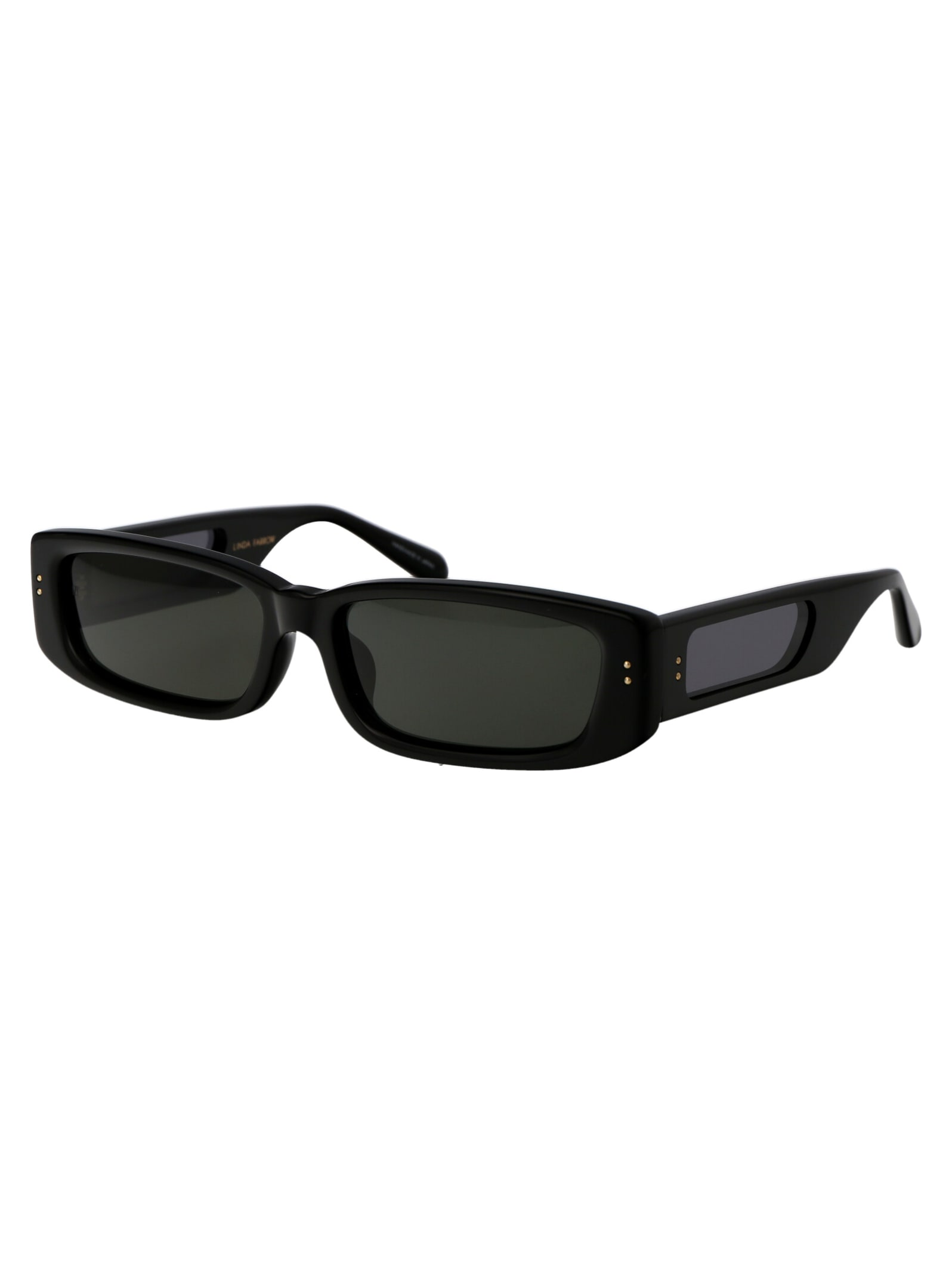 Linda Farrow Geometric Sunglasses In Black/yellowgold/grey