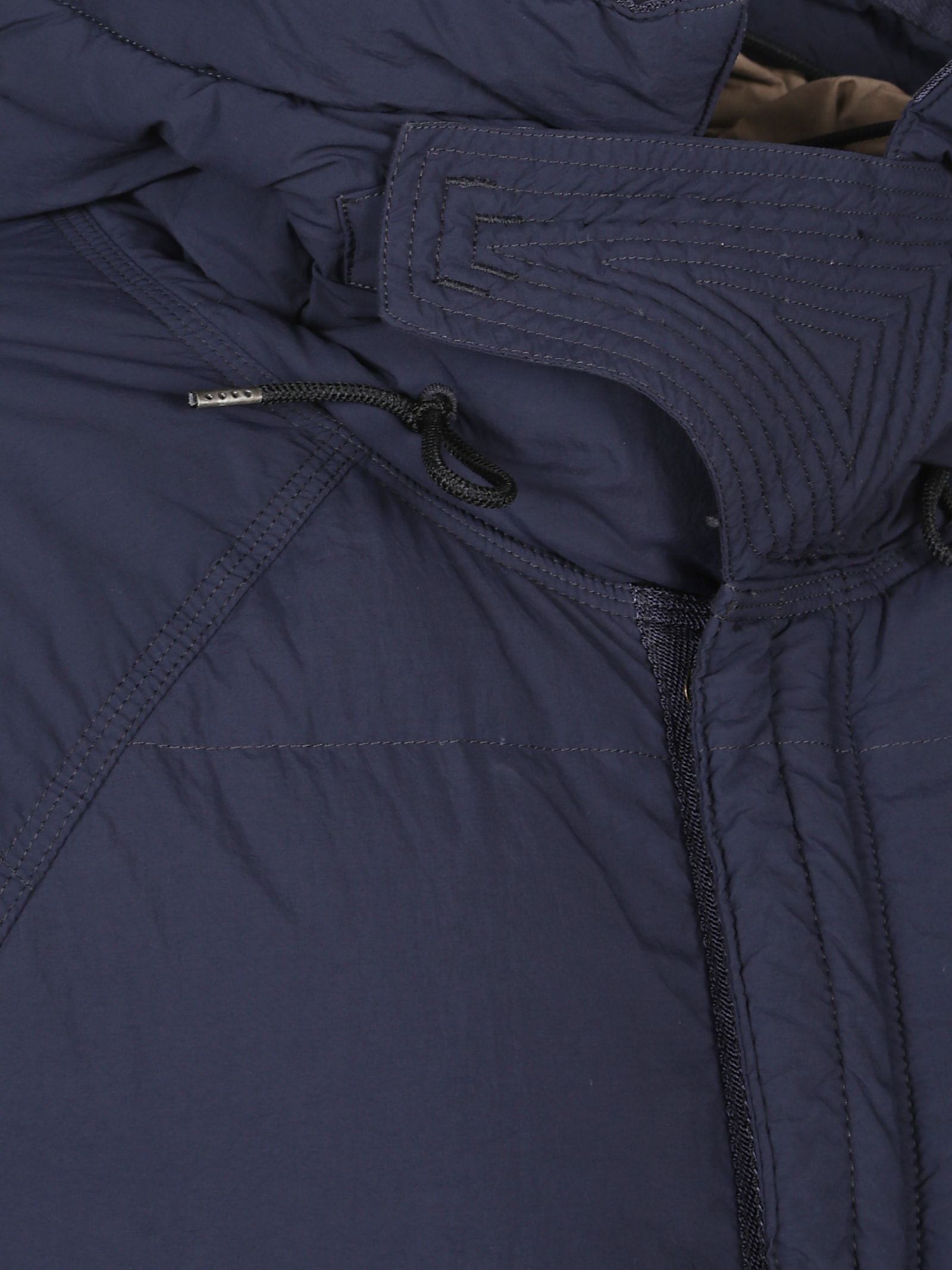Ten C Down Parka With Hooded Design And Quilted Texture In Blue