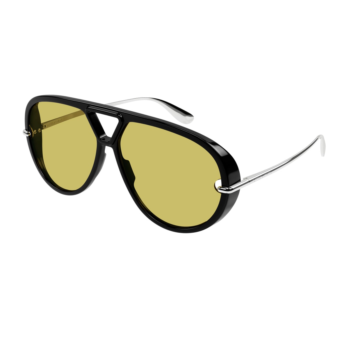 Bottega Veneta Bv1274s Linea Unapologetic 002 Black Silver Yellow Sunglasses In Multi