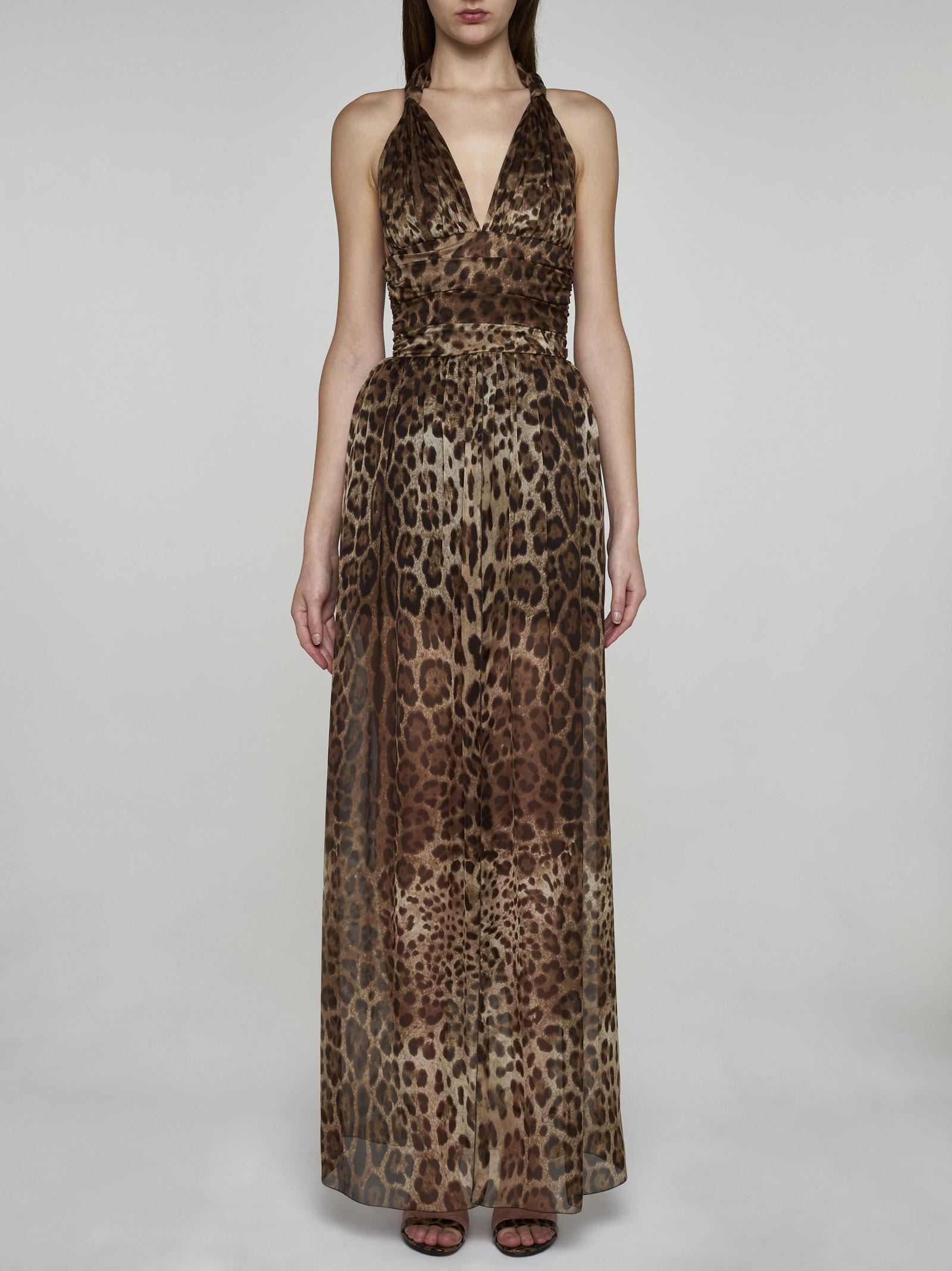 Shop Dolce & Gabbana Print Silk Long Dress In Nero