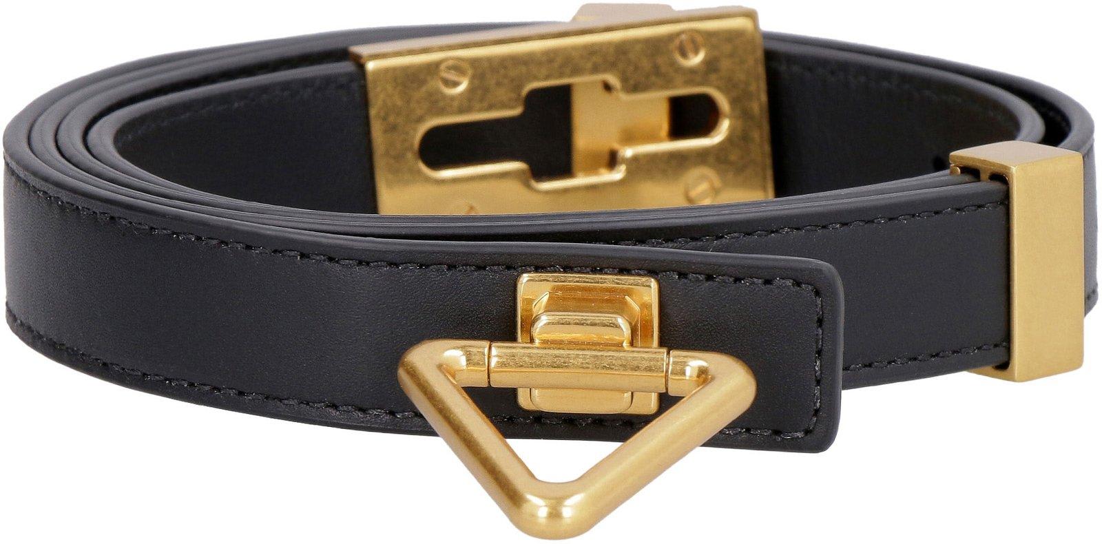 Shop Bottega Veneta Triangle Buckle Belt In Black