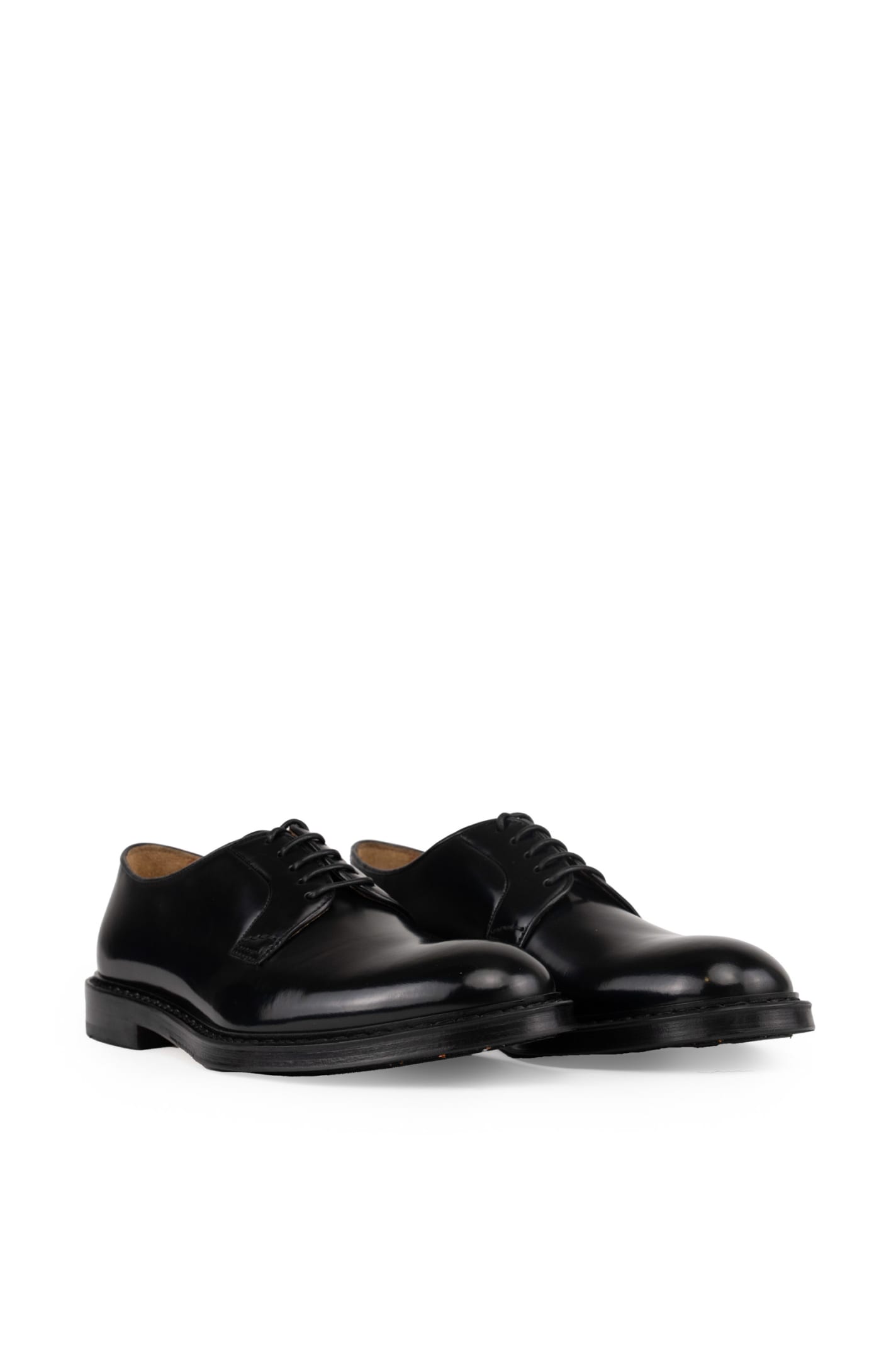 Shop Doucal's Doucals Derby Lace-up In Black Leather In Horse Nero+f.do Nero