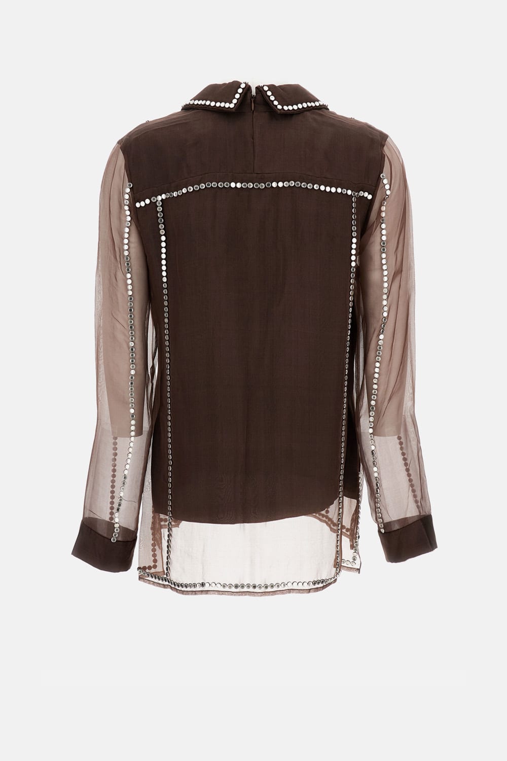 Wales Bonner V-neck Stud-embellished Blouse In Brown