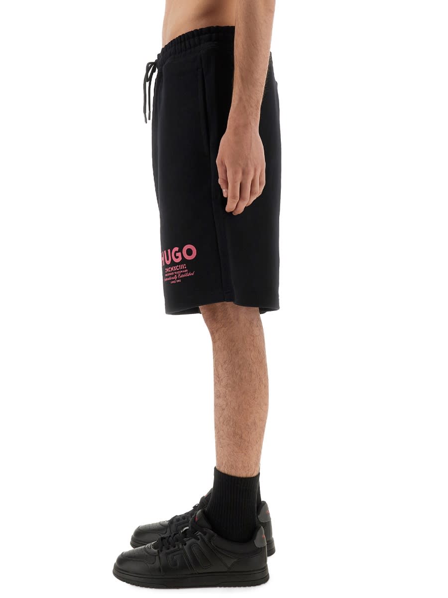 Hugo Boss Elastic Waistband Shorts With Side And Back Pockets In Black