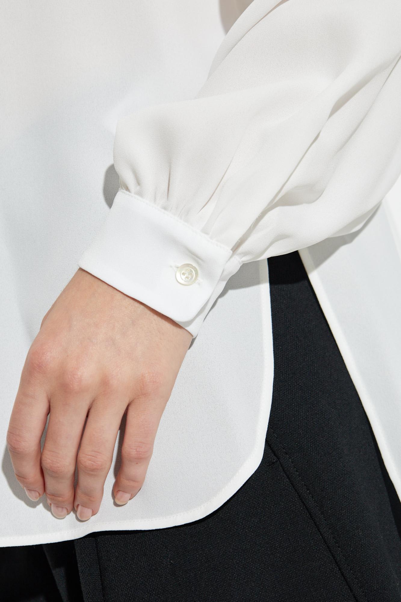 Emporio Armani Neck Tie Blouse High-low Hem In White