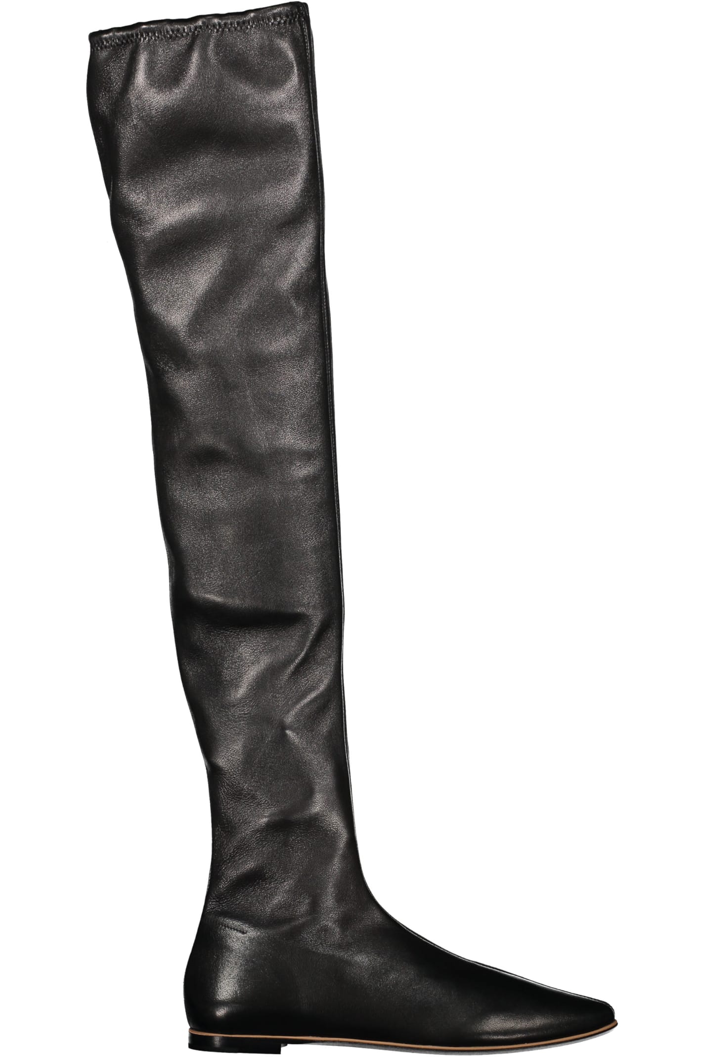 Shop Bottega Veneta Leather Over-the-knee Boots In Black