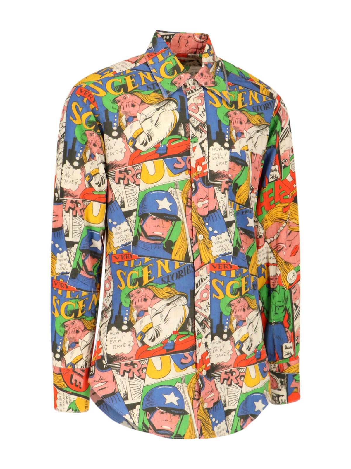 Shop Erl Cartoon Print Shirt In  Comic Book