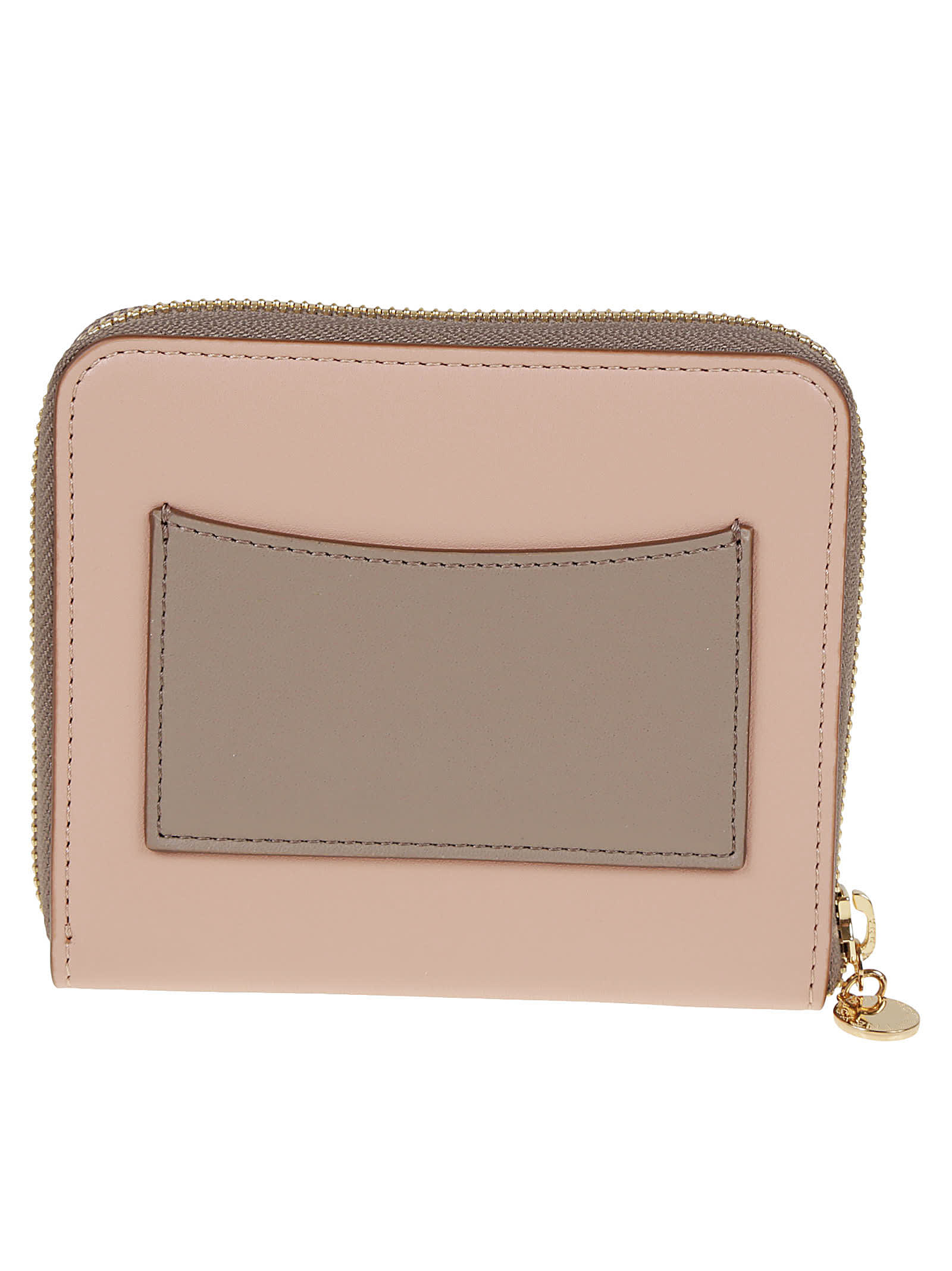 Shop Stella Mccartney Zip Around Mini Wallet Bicolor Eco Alter Mat In Blush