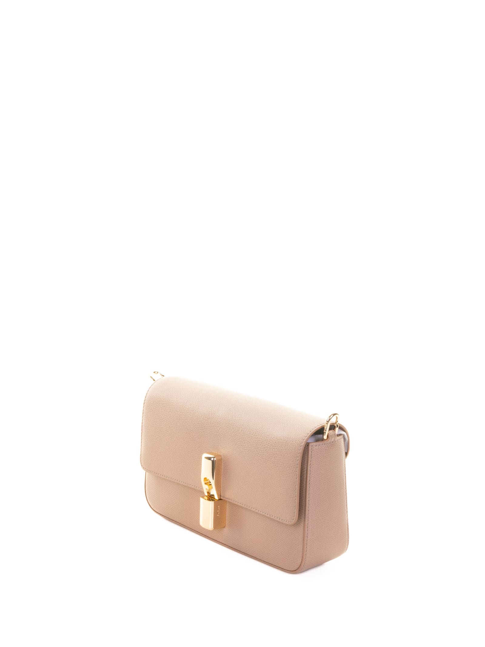 Furla Lock-detail Leather Shoulder Bag In Gray
