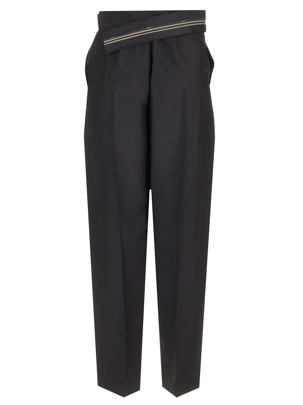 Shop Fendi Black Mohair And Wool Trousers
