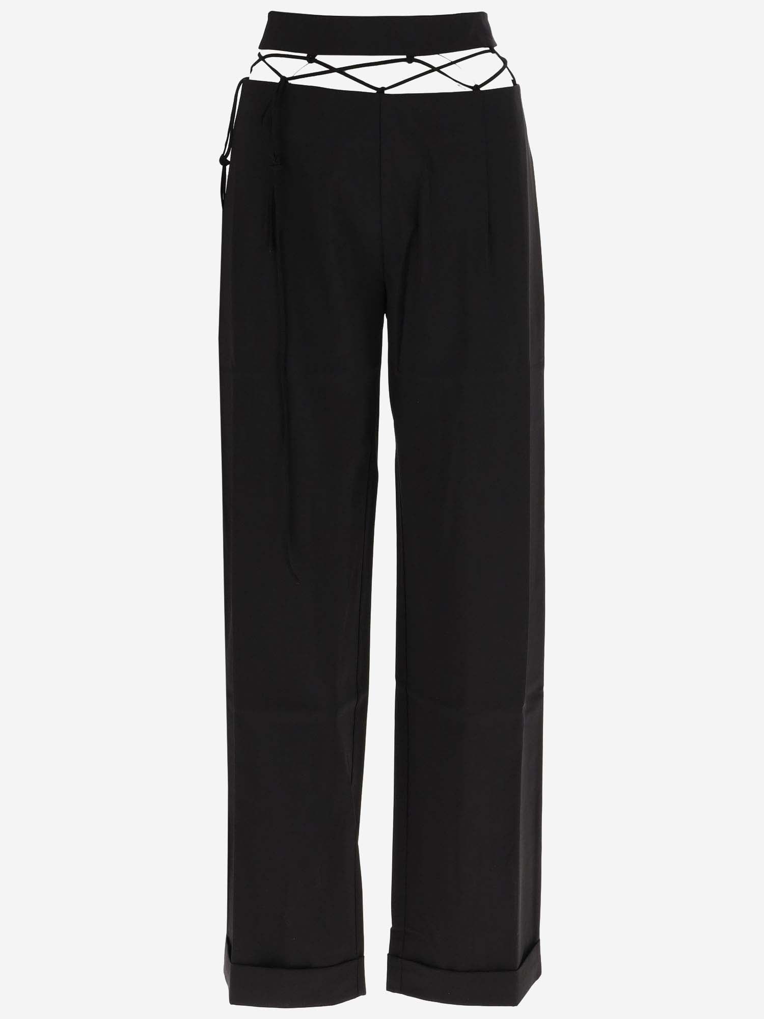 Nensi Dojaka Serge Net Straight Pants In Black