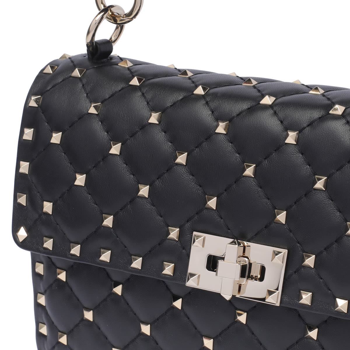 Valentino Medium Rosktud Spike Shoulder Bag