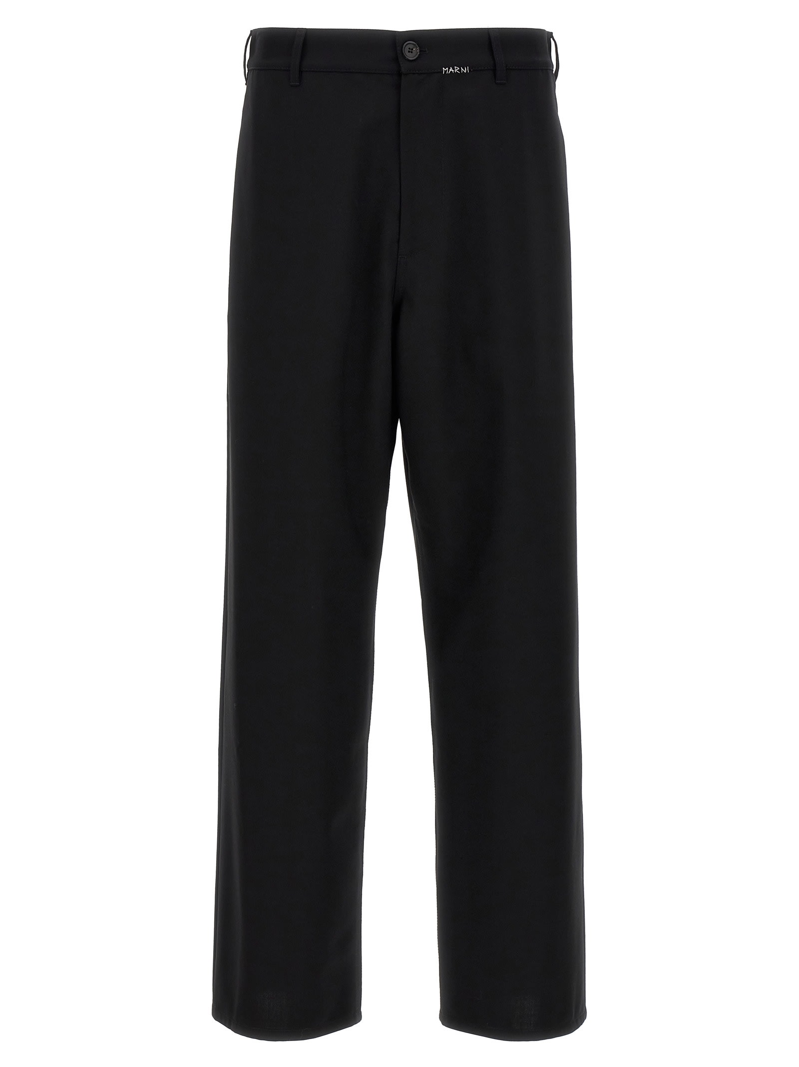 Shop Marni Logo Embroidery Pants In Black