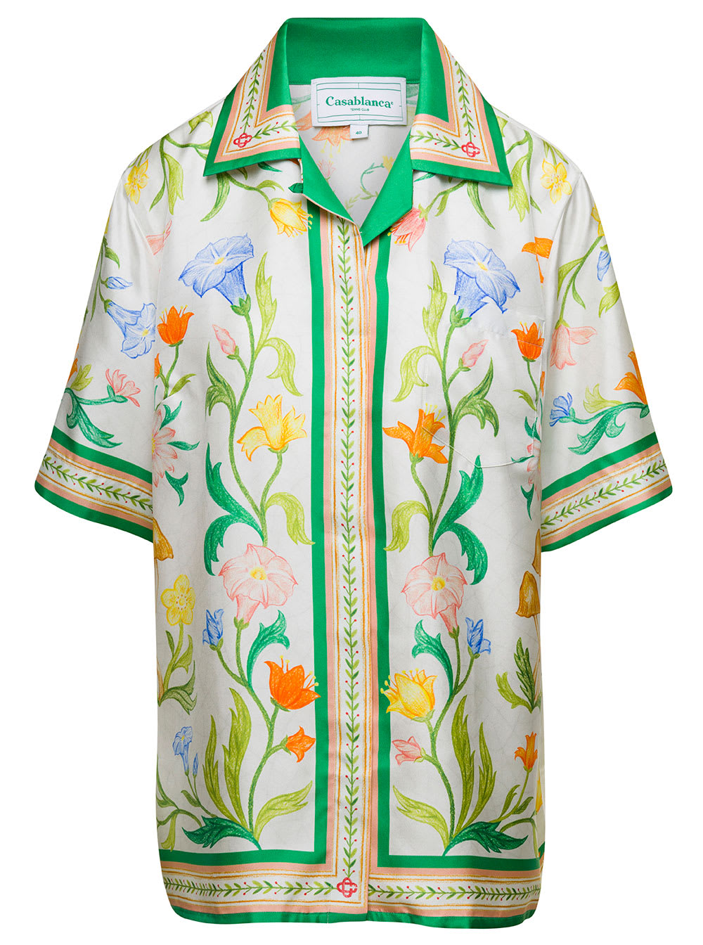 Casablanca Cuban Collar Silk Short Sleeve Shirt | Smart Closet