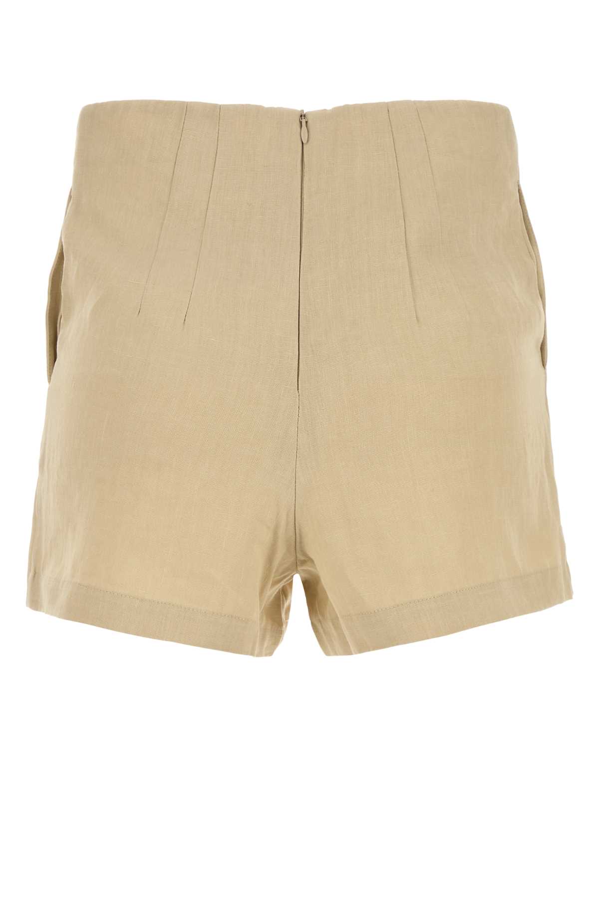 Le Kasha Beige Linen Ezbet Shorts In Brown