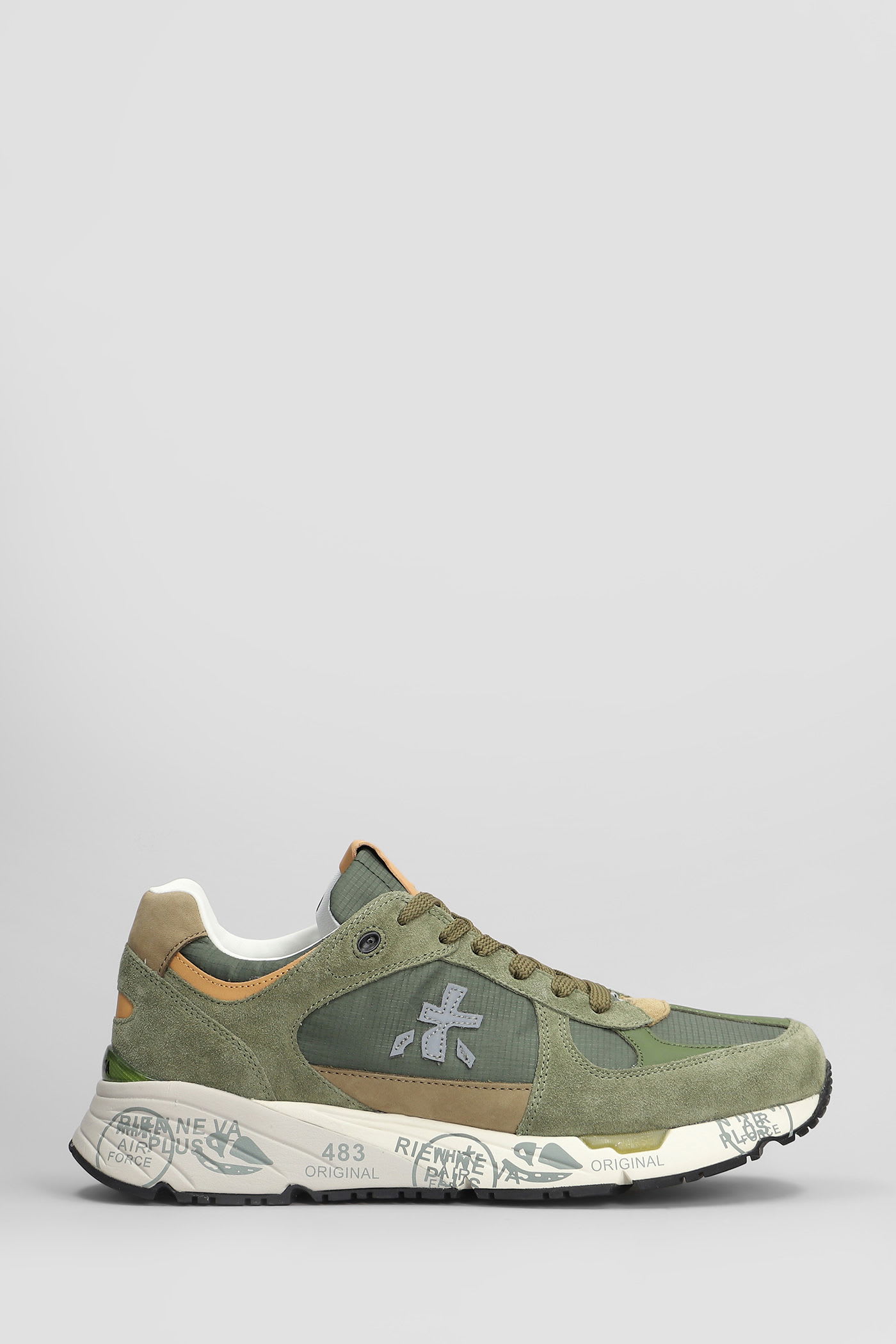 Mase Sneakers In Green Suede And Fabric