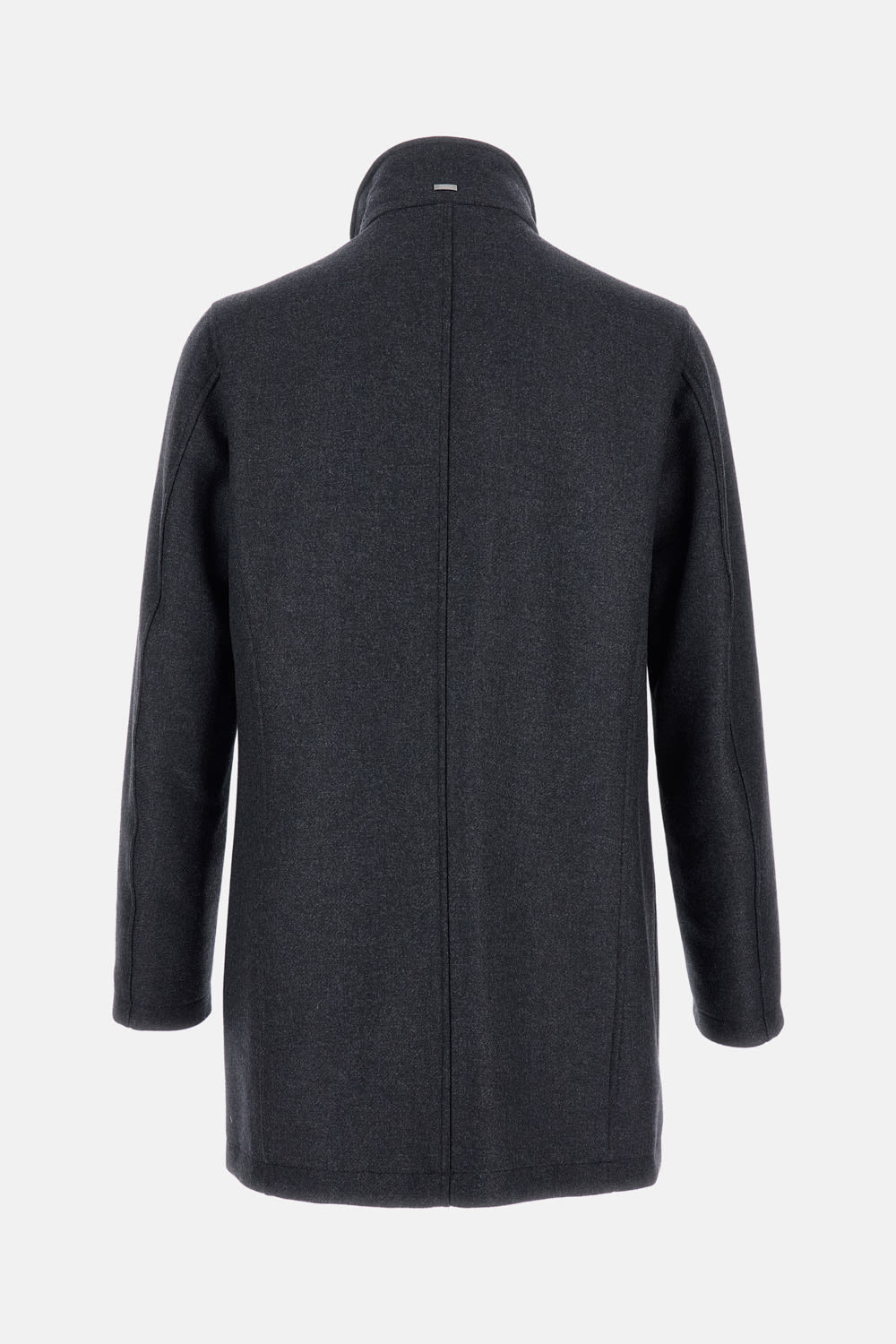 Herno Faux Fur Collar Wool-blend Car Coat In Gray