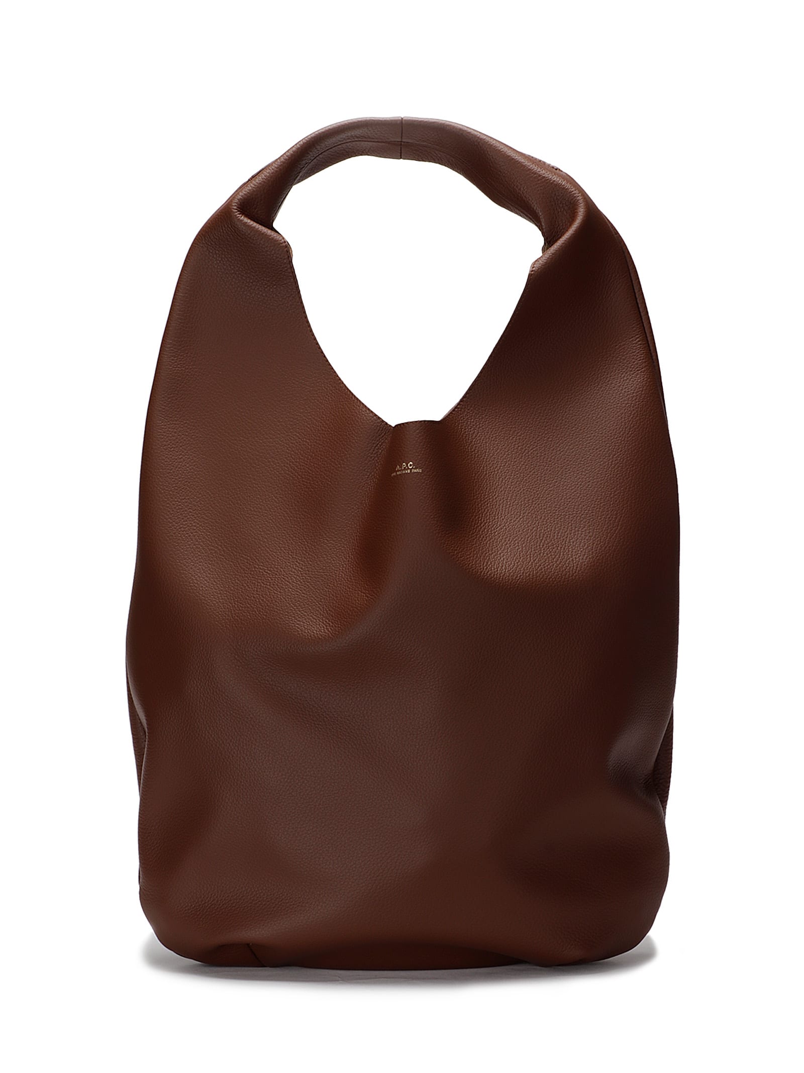 Apc A.p.c. Textured Brown Leather Shoulder Bag In Brown