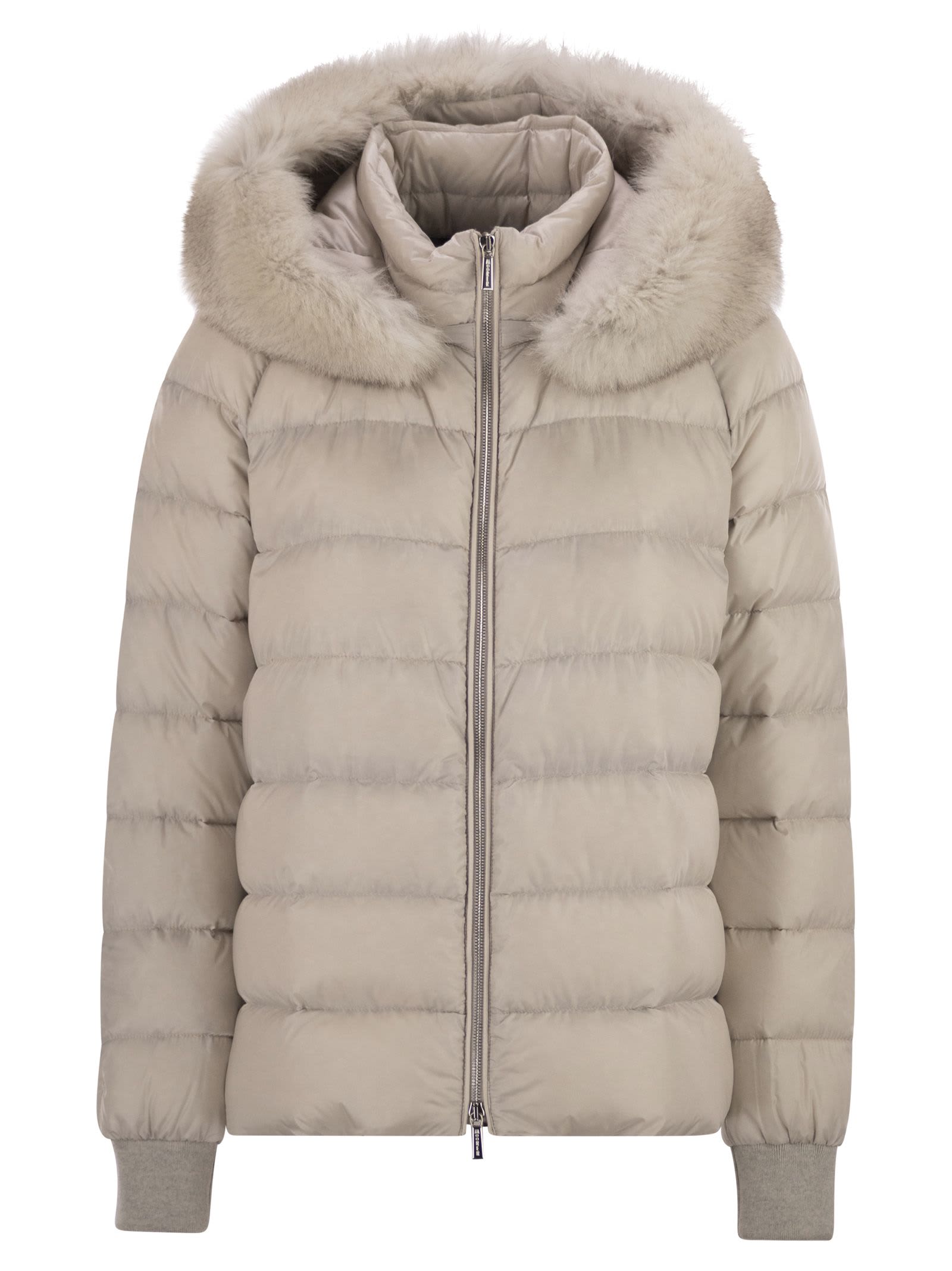 Moorer Pegaso - Down Jacket With Detachable Hood In Nude