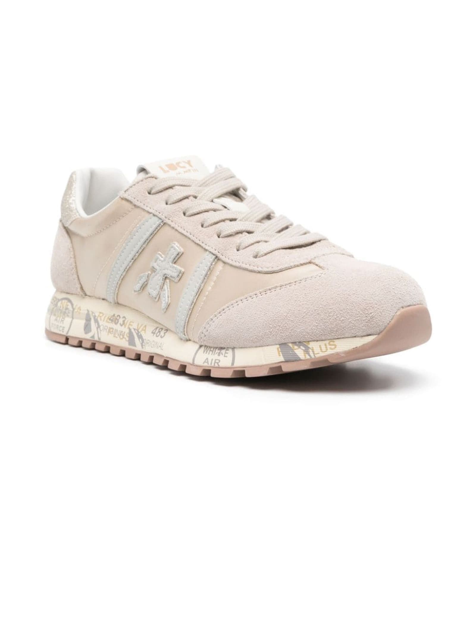 Shop Premiata Beige Lucy Sneakers