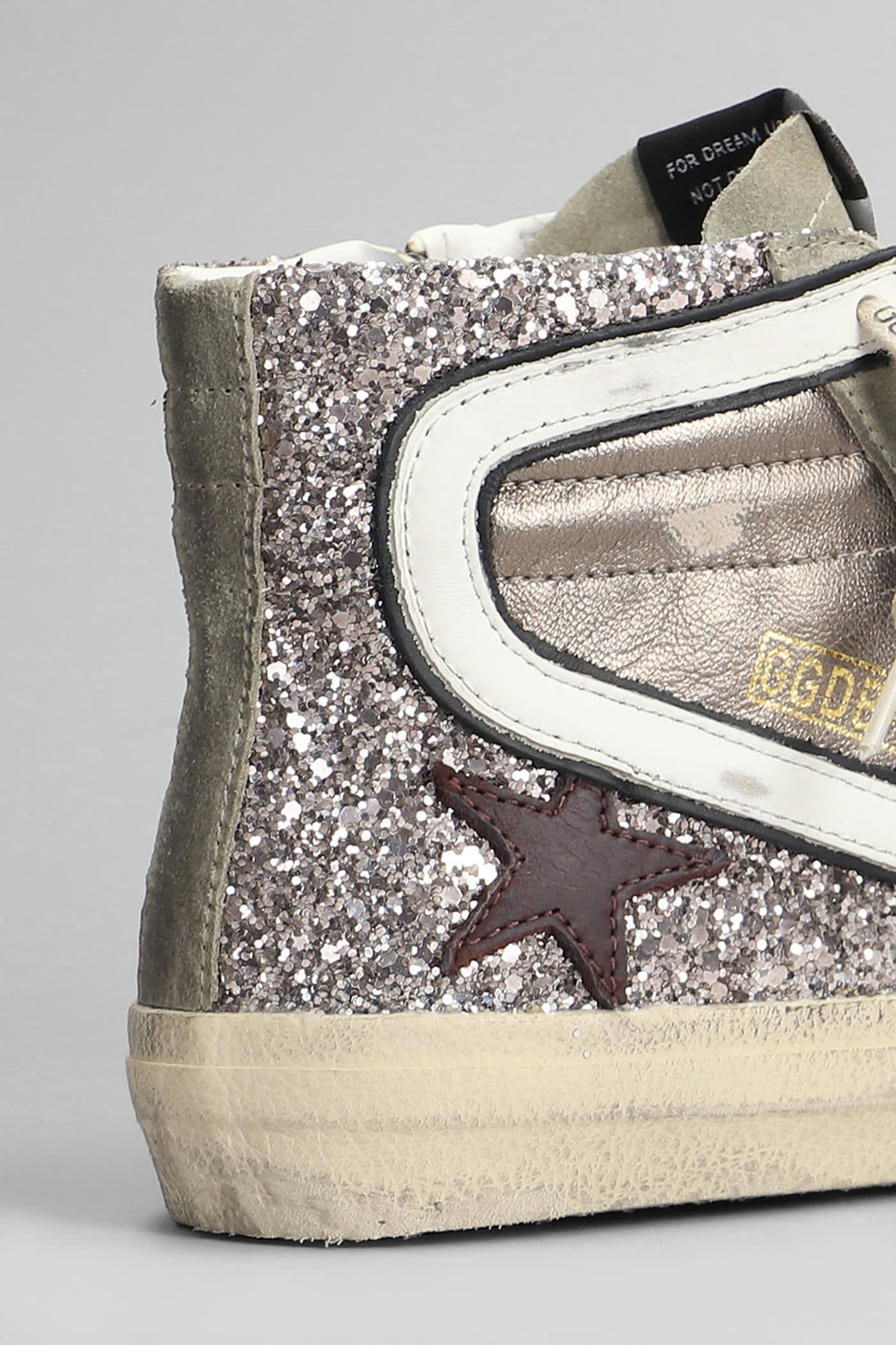 Shop Golden Goose Duble Quarter Sneakers In Grey Suede And Fabric