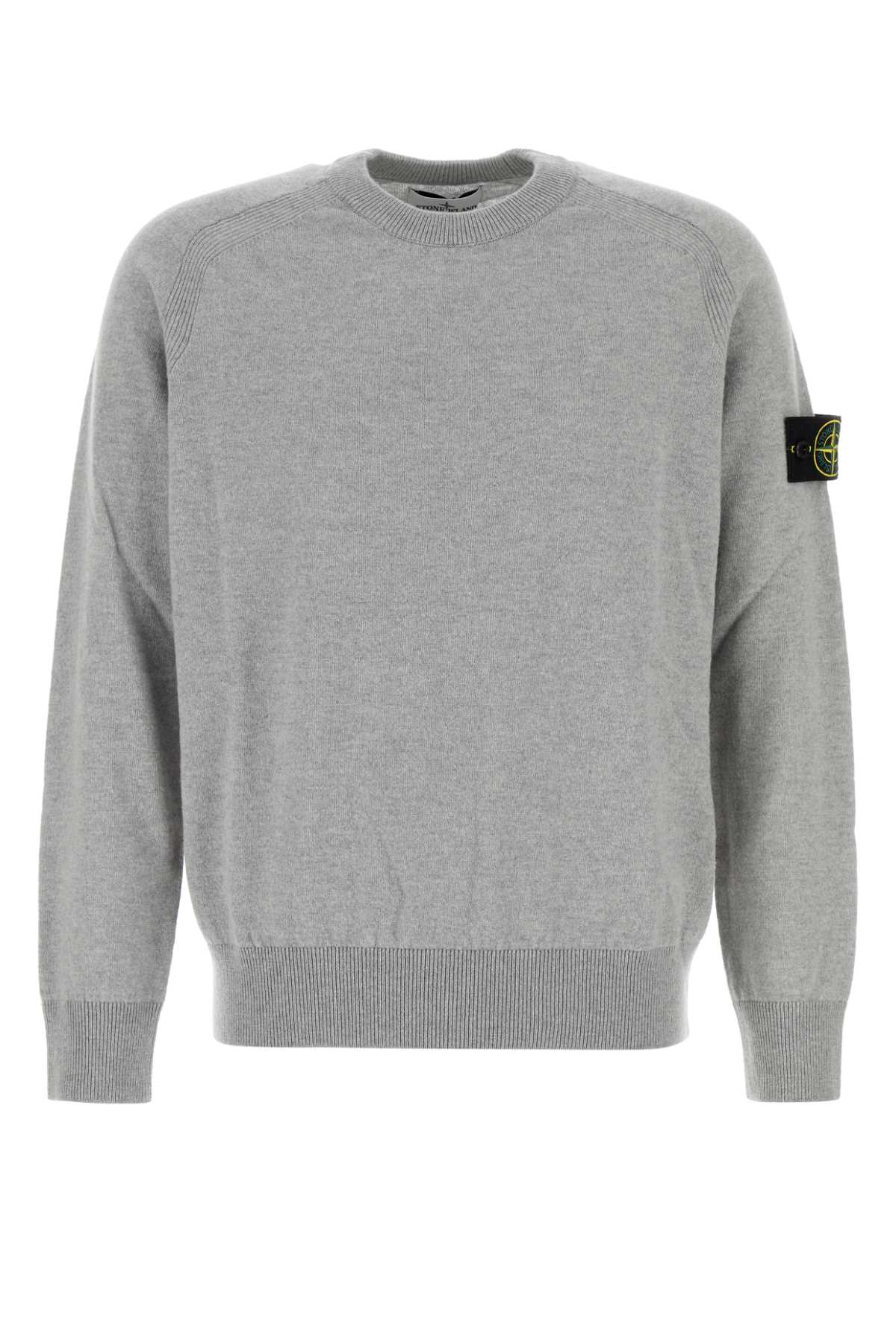 Shop Stone Island Grey Wool Sweater In Melangegrey