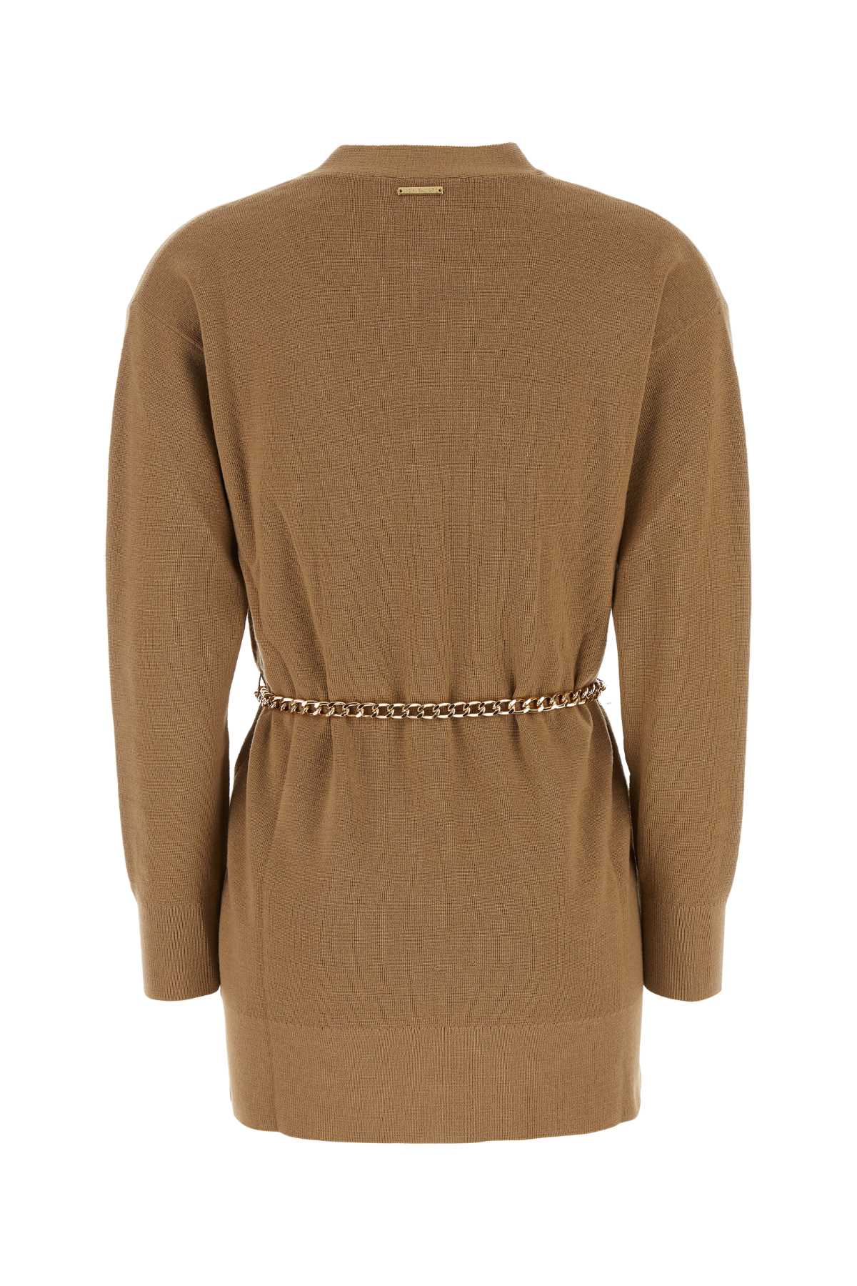 Shop Michael Kors Camel Wool Cardigan In Darkcamel