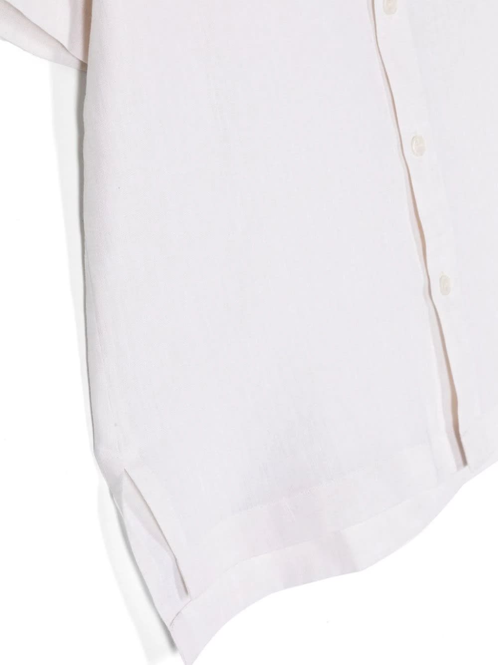 Shop Dolce & Gabbana White Linen Shirt With Logo Plaque