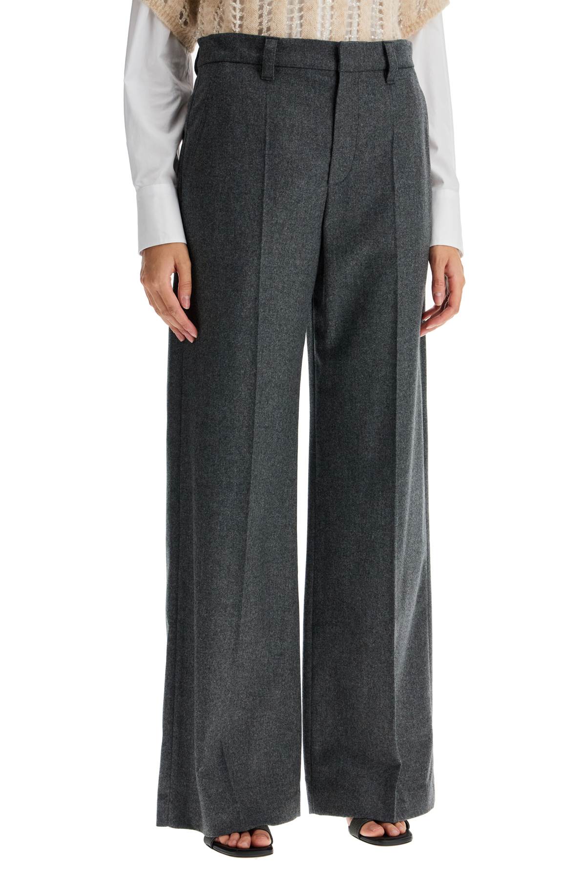 Shop Brunello Cucinelli Tailored Flannel Trousers For In Grigio Scuro (grey)