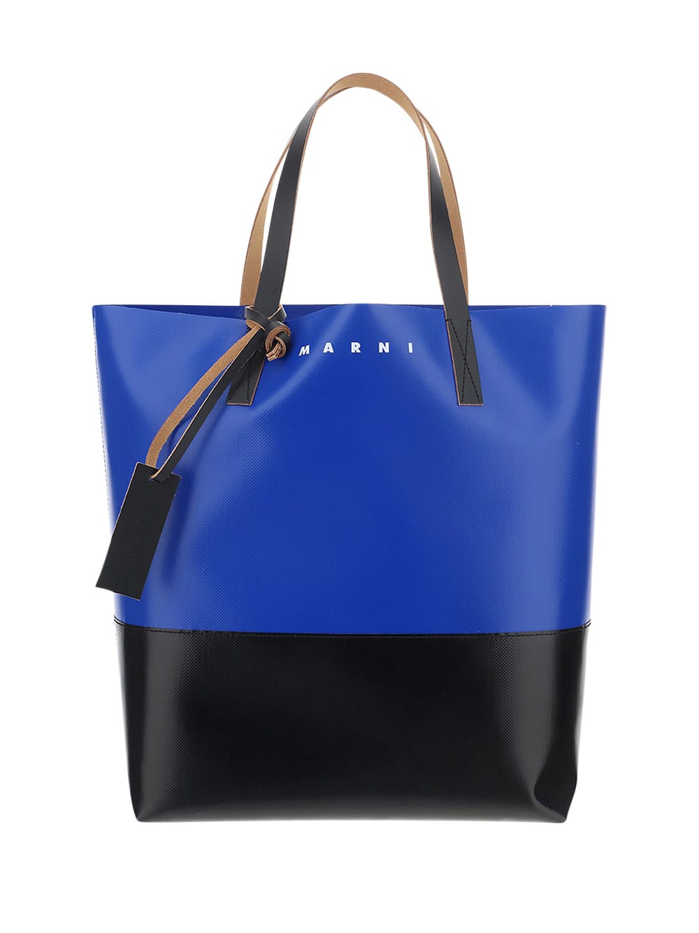 Marni Shopping Bag In Blu/nero