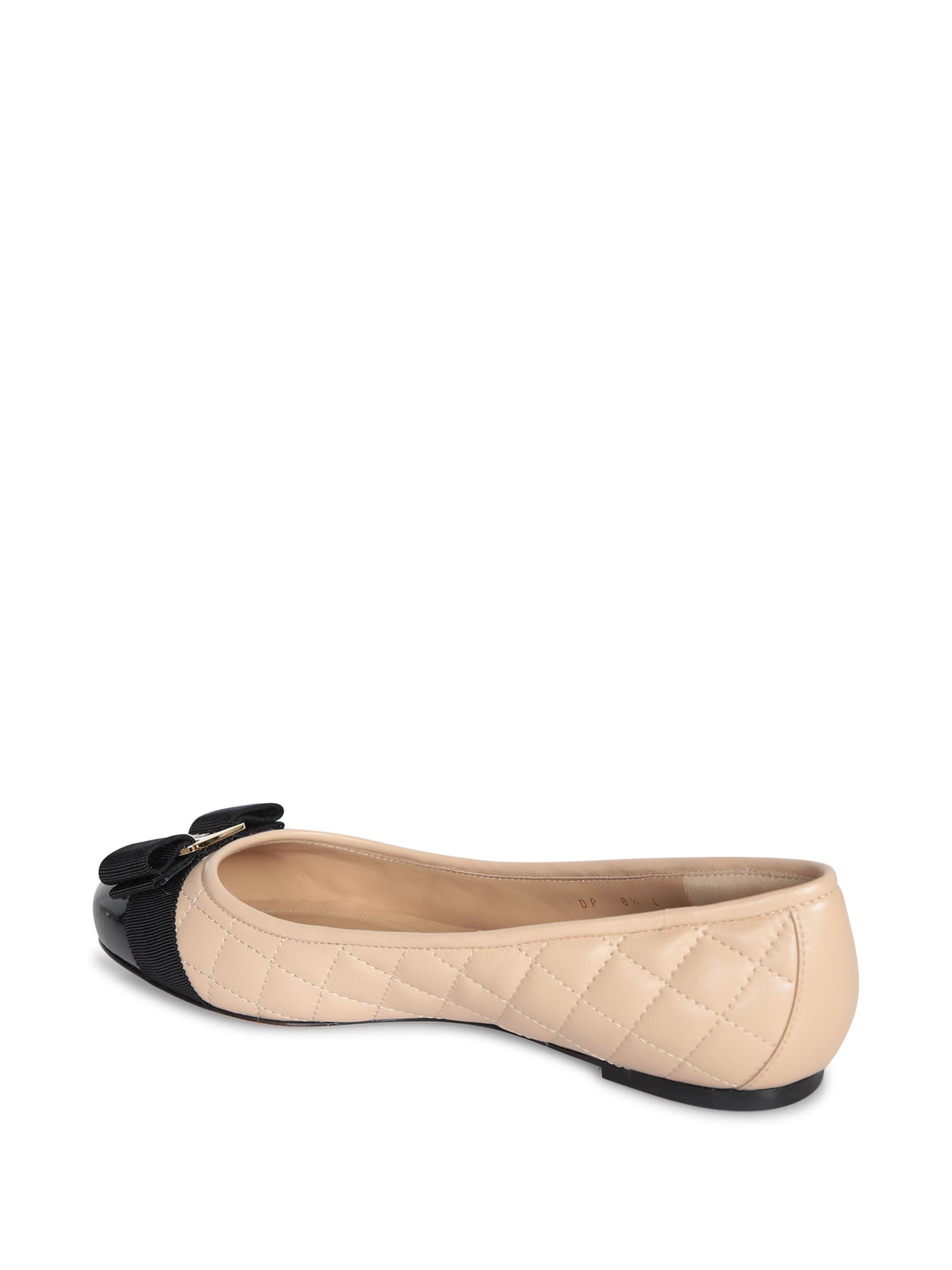 Ferragamo Varina Bow-embellished Quilted Smooth And Patent-leather Ballet Flats In Beige