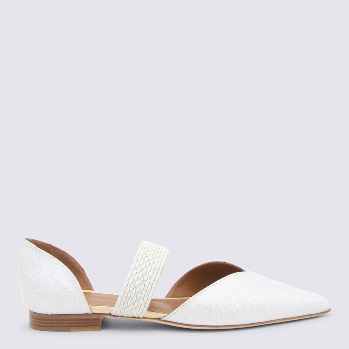 Malone Souliers White And Silver Leather Maisie Flats