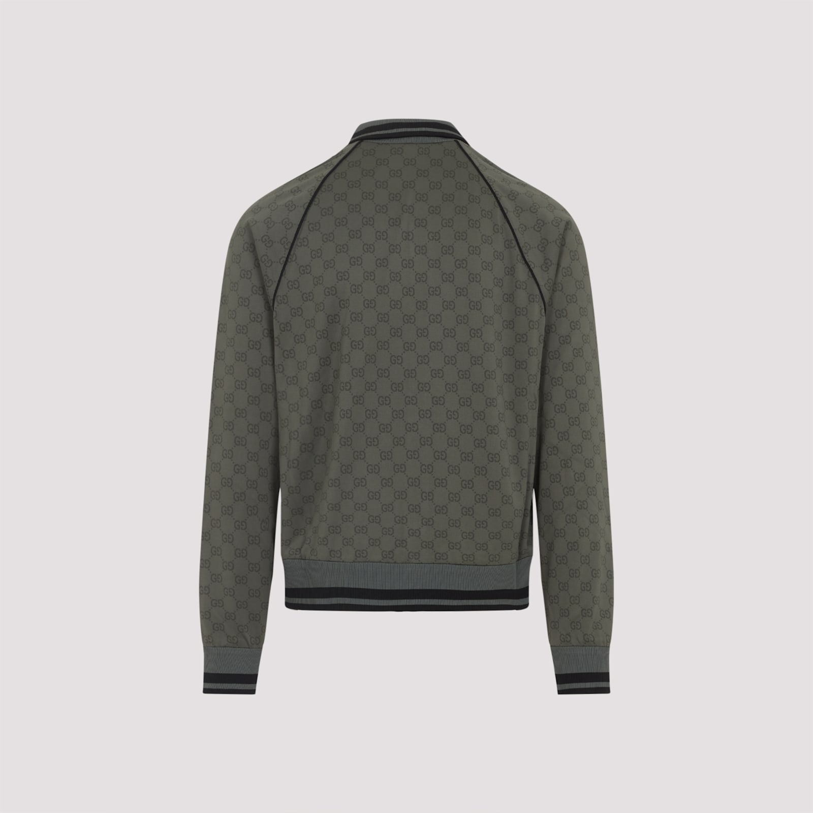 Gucci Mens New Forest Green Monogram-print Striped-trims Woven Jacket Xl In Multi